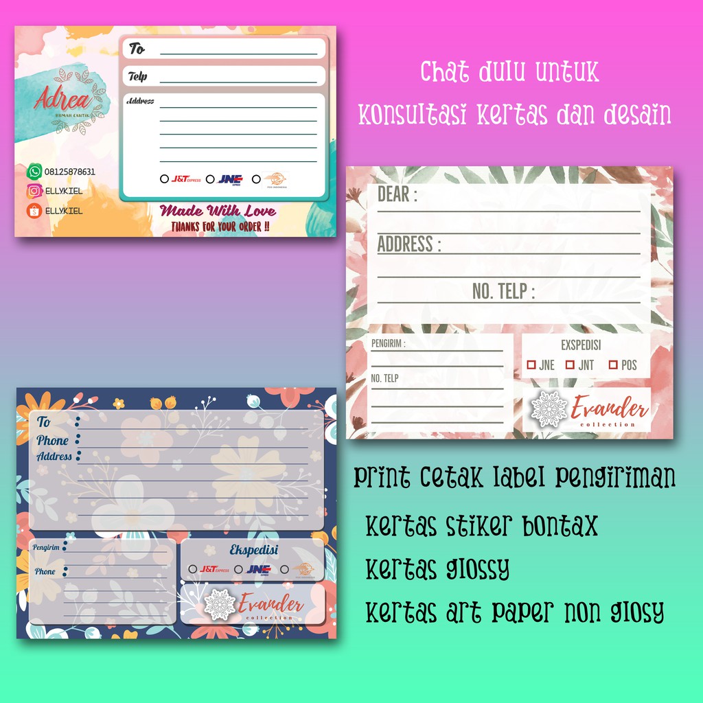 

CETAK STIKER LABEL PENGIRIMAN MINIM ORDER 5 LEMBAR A3+