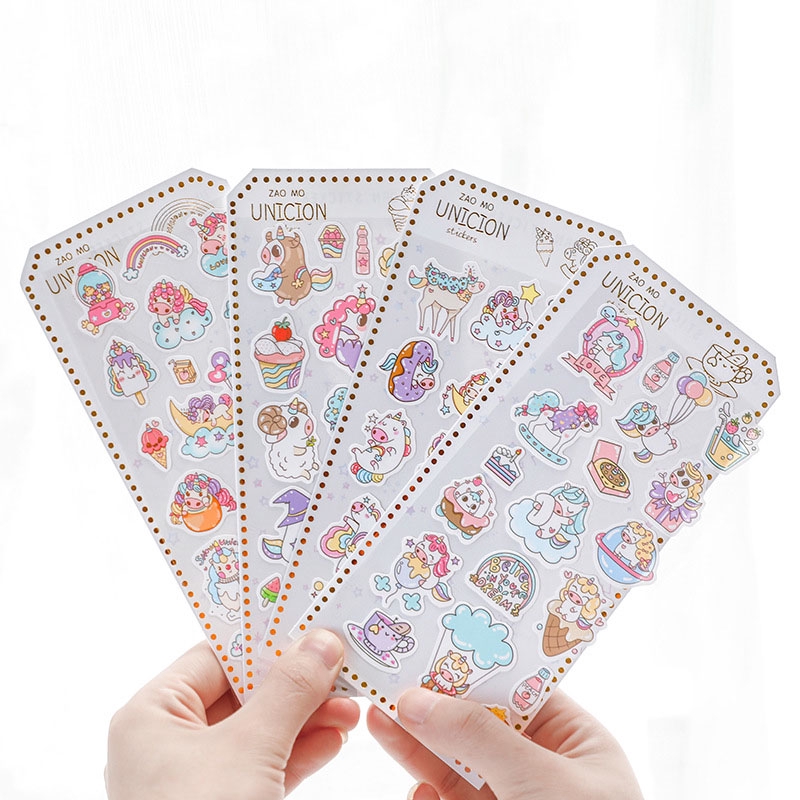 Stiker Desain Unicorn Untuk Dekorasi  Diary Album Handphone  