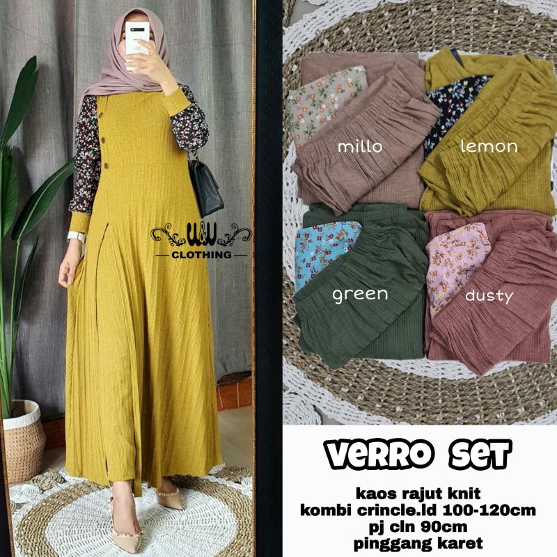 Vero set setelan wanita long slit dress dan celana panjang