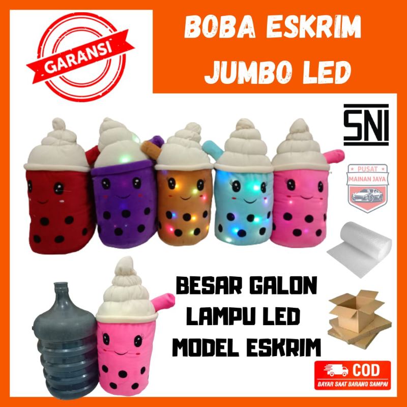 Boneka boba LED jumbo es krim boneka bobba besar galon lampu led SNI Boneka boba 70cm