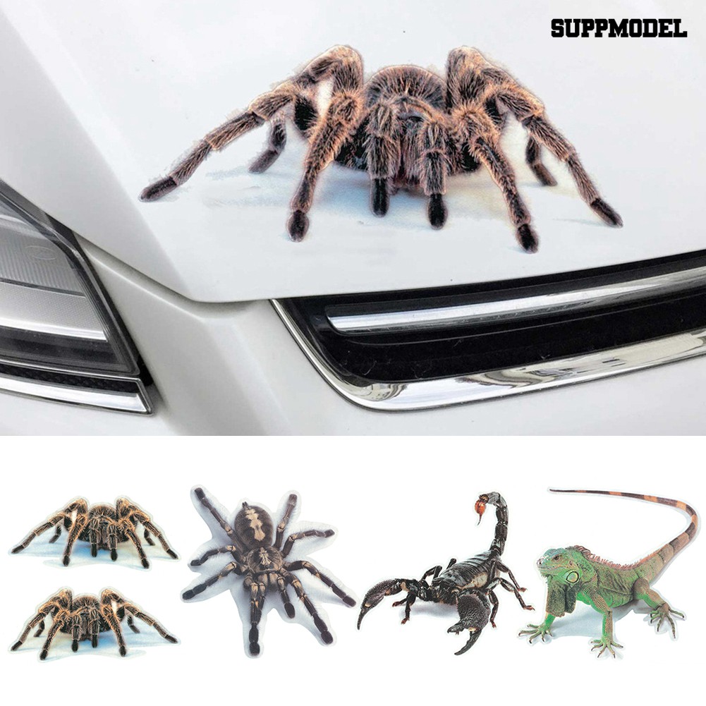 Supmodel Sticker Decal Dekorasi Kaca Jendela Dan Bumper Mobil Motif Gambar Spider Lizard Scorpion 3d