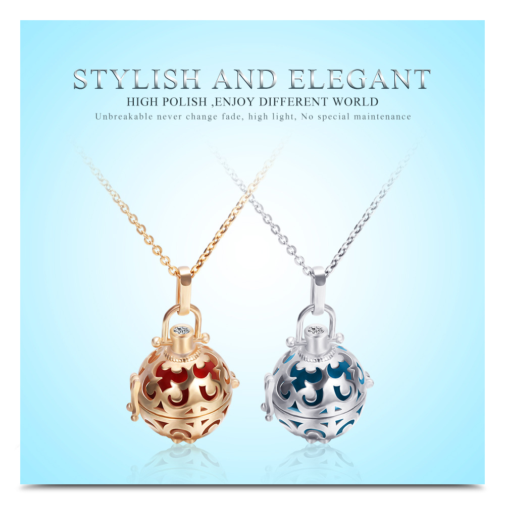 Putaran Berongga Liontin Bulat Wanita Hamil Bell Kalung