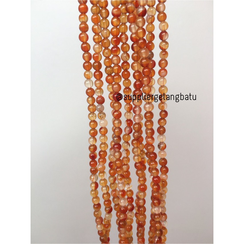 Carnelian Putih Orange Natural Stone Batu Perhiasan Fashion 4mm Akik Craft Serat Bahan Aksesoris