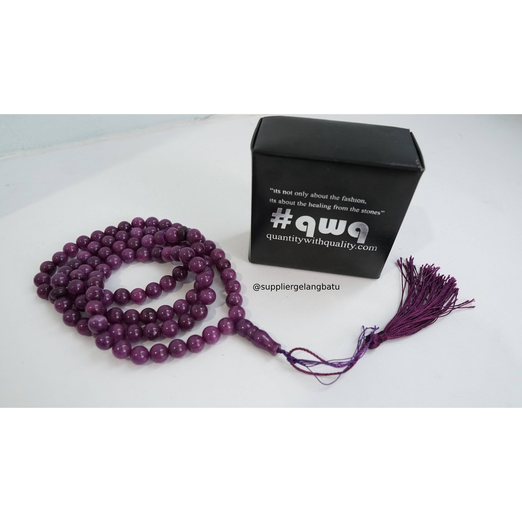 tasbih batu PURPLE AGATE 8mm 99 butir premium tasbeh agatis akik ungu