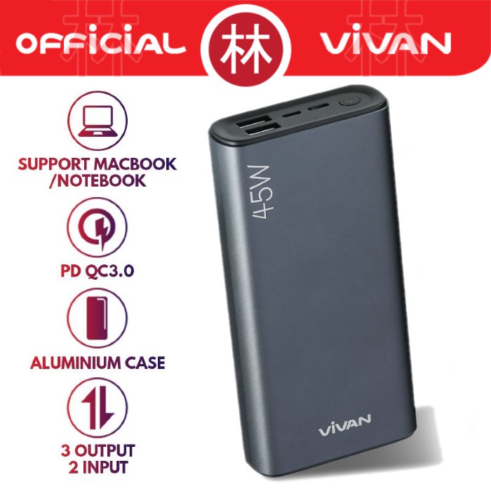 Vivan VPB-L20 20000mAh 45W Two-Way QC3.0 3 Output & 2 Input Powerbank