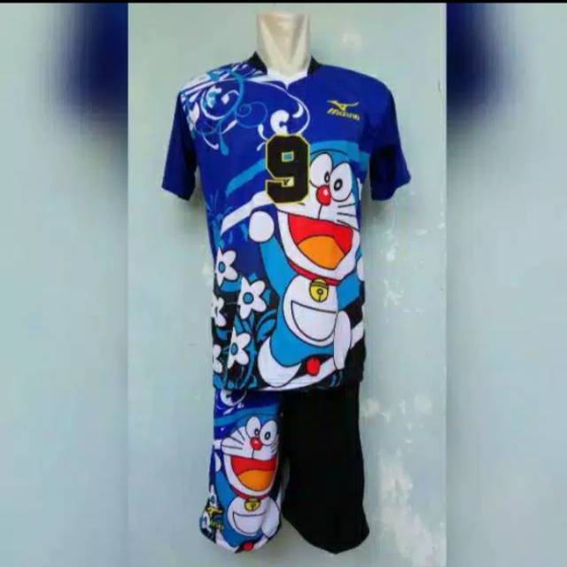 kaos Jersey voli volly motif kartun doraemon bahan tebal printing murah bisa cod