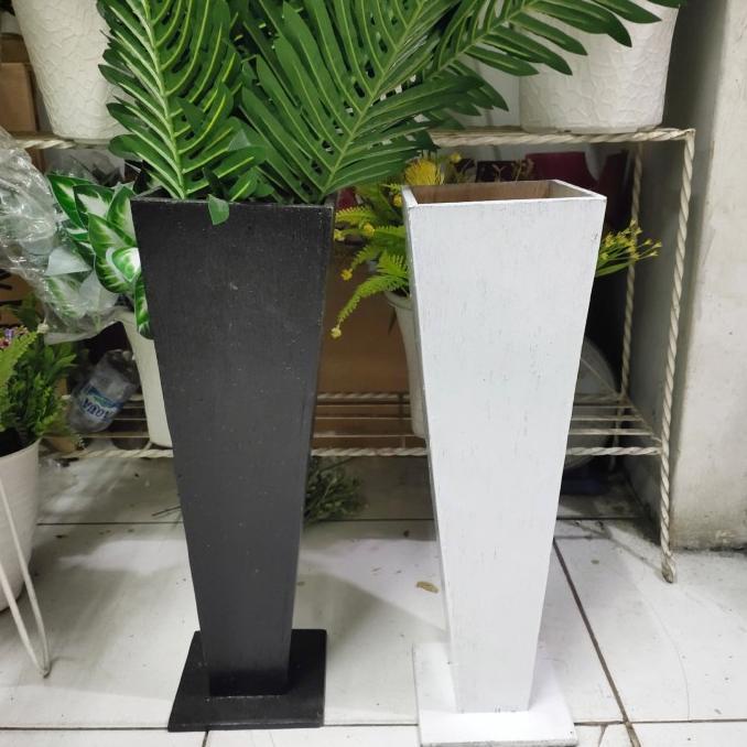 BISA COD pot kayu tinggi bunga plastik / tanaman artificial / dekorasi