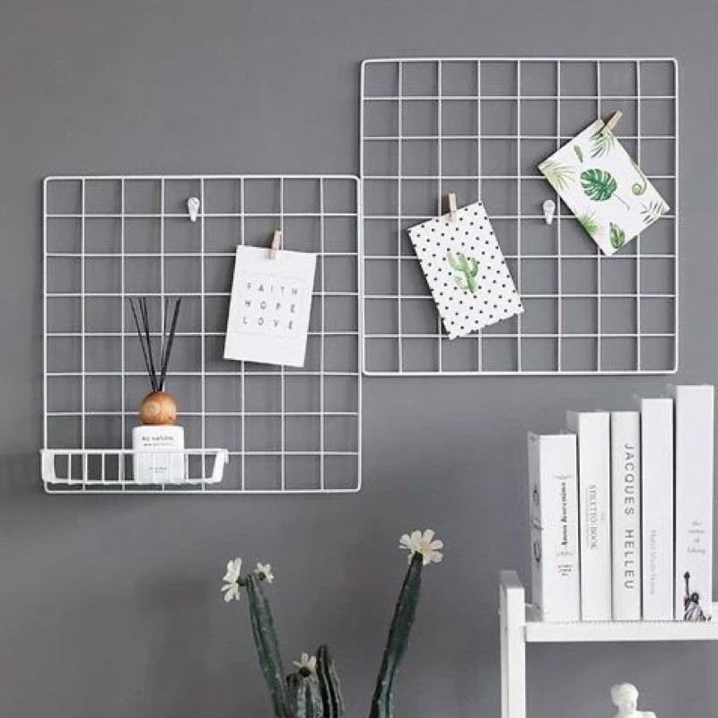 (PROMO) SEGI 35x35 hiasan dinding besi kotak foto grid wire
