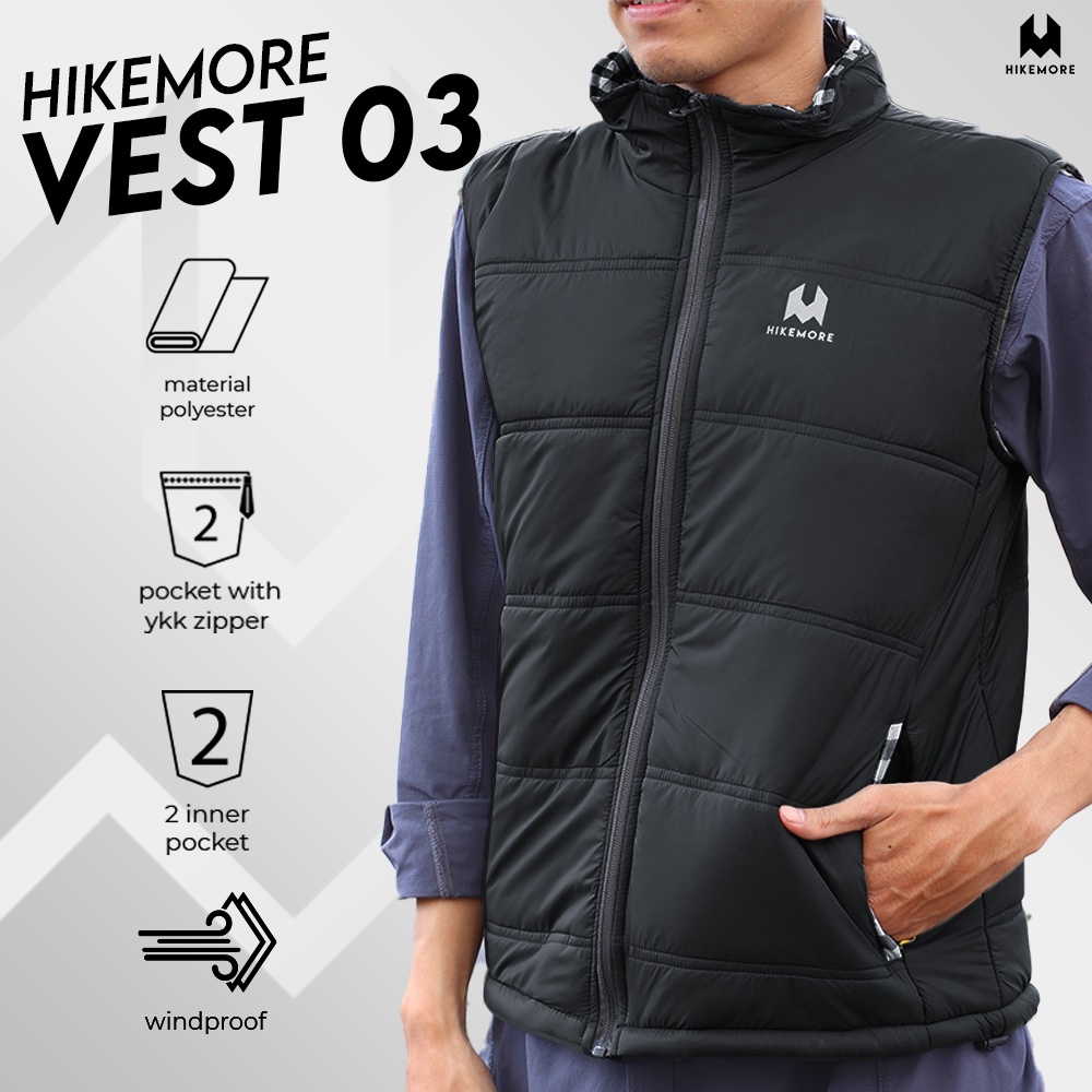 Hikemore Vest 03 Rompi Motor Touring Anti Angin Water Repellent Windbreaker Original