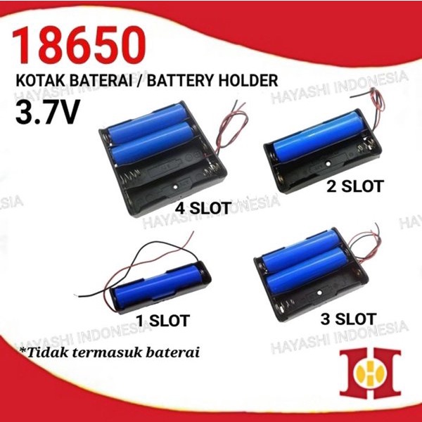 18650 Battery Holder 1 2 3 4 Baterai Case Batere Box Kotak Batre Kabel.