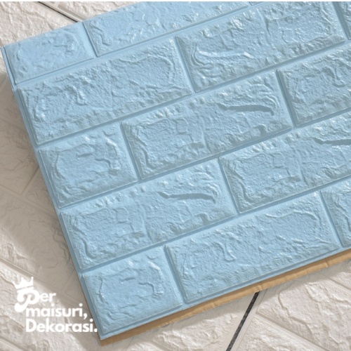 [COD] Wallpaper Dinding Stiker Wallfoam 3D Sticker Dekorasi Kamar Rumah Murah-BIRU