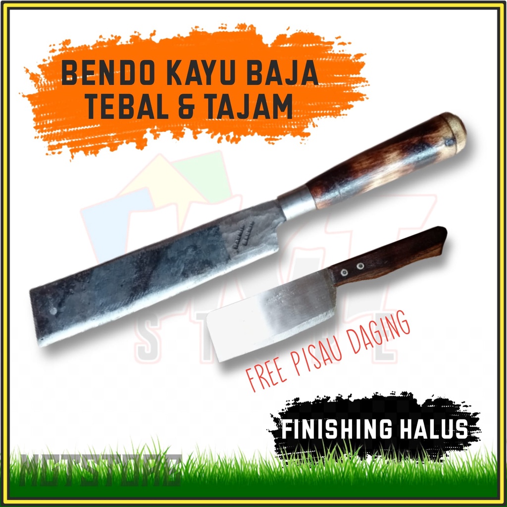 (free pisau daging) Pisau Besar Pemotong Kayu Bahan Baja Asli - Alat Perkebunan Bahan Per Baja Pemot