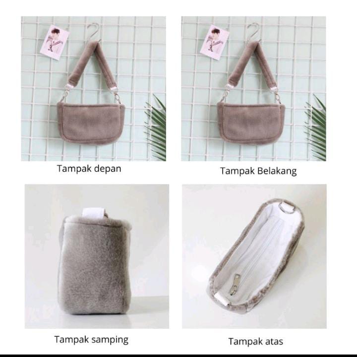 Tas Selempang Bulu Import Mini Kyra