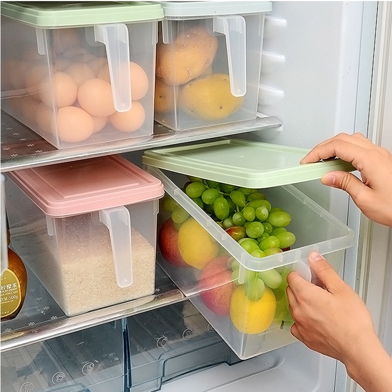 [Drawer Refrigerator Storage Box with Lid] [BPA Free Leak Proof Food Storage Jar For Cereal, Sugar, Snacks, Sundries] [Kitchen &amp; Living Room  Organizing Containers]