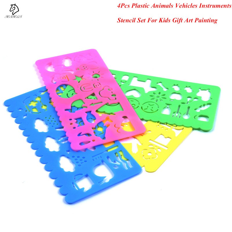 

INDORETAIL | 4 Pcs Korea Alat Tulis Permen Warna Penguasa Oppssed Menggambar Template Lukisan