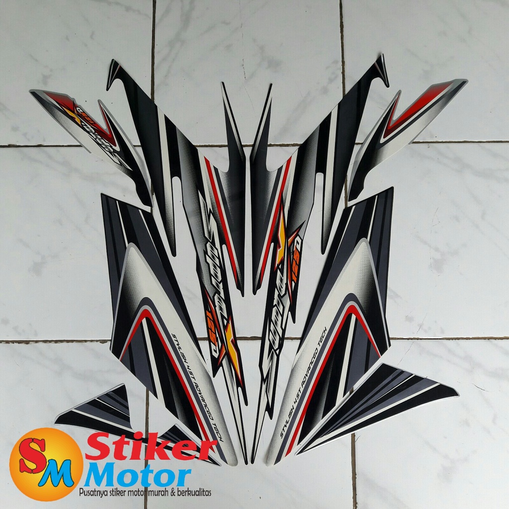 STRIPING STICKER LIS LES POLET BODY MOTOR SUPRA X 125D 2006 HITAM-SILVER