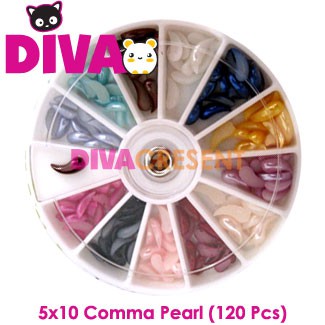 120 Pcs Pearl Comma - P0004 HIASAN NAIL ART KUKU ANAK MUTIARA