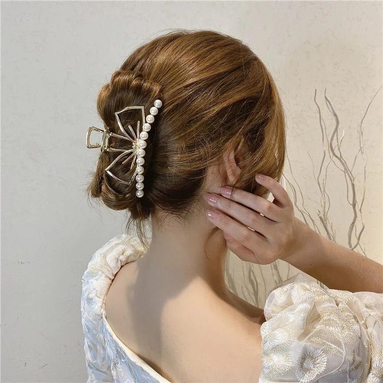 Jepir rambut korea wanita jepit jedai besar mutiara motif baru import 9.2cm