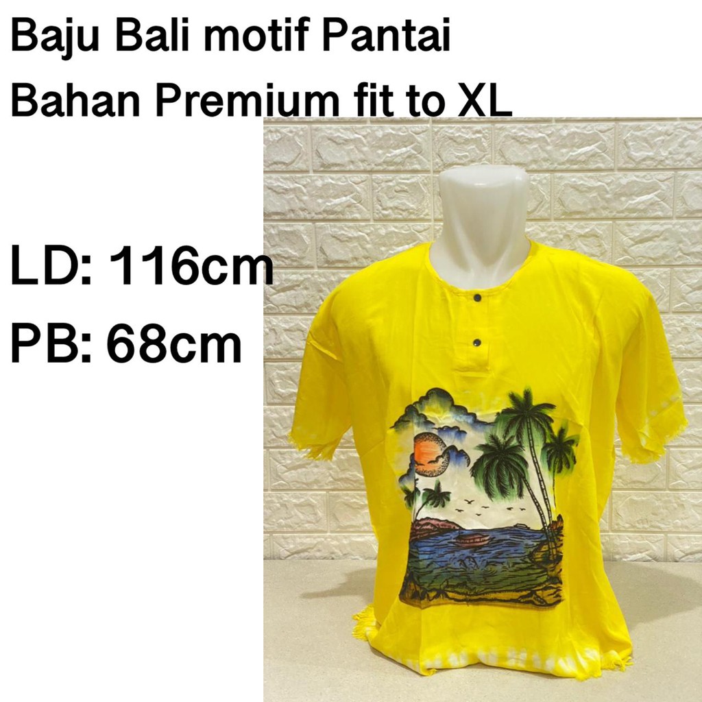 BAJU BALI PRIA MOTIF PANTAI DASAR WARNA POLOS ALL SZ REAL PICT