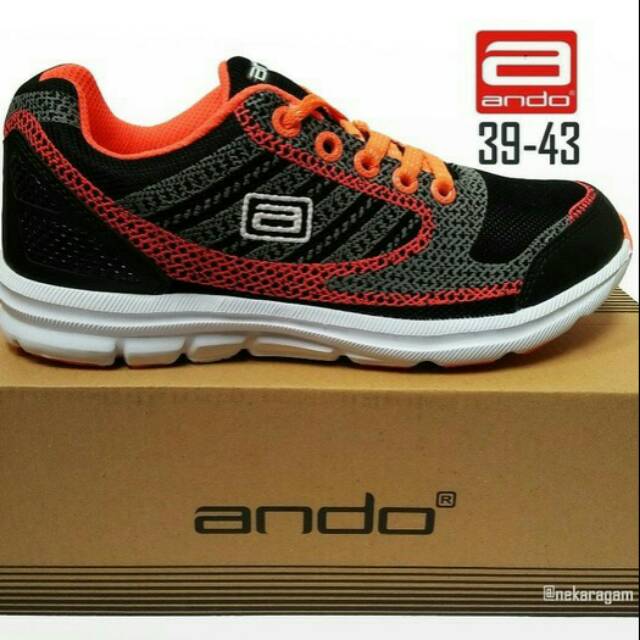 SEPATU SPORT RINGAN ANDO MARATHON HITAM ORANGE SEPATU OLAHRAGA RUNNING