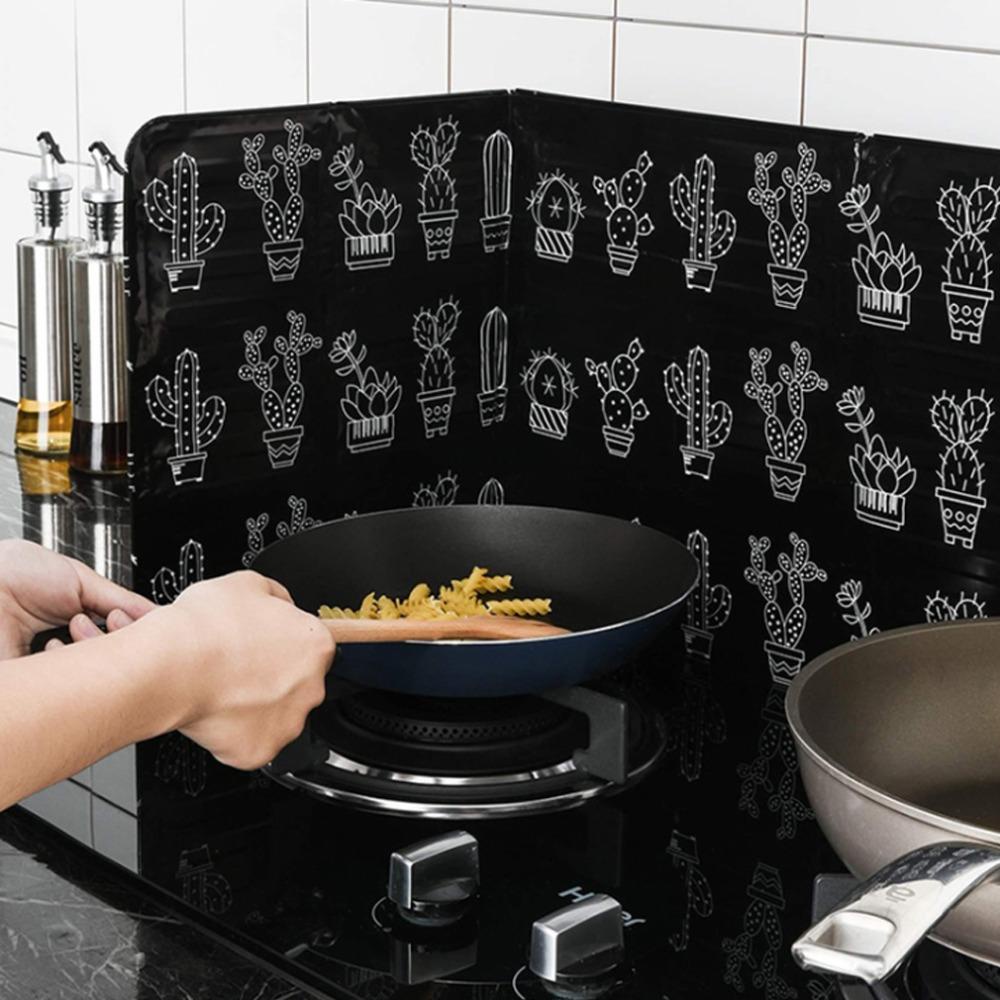 Pelindung Kompor Gas TOP Aksesoris Kichen Baru Plat Layar Motif Kaktus Dapur Penggorengan