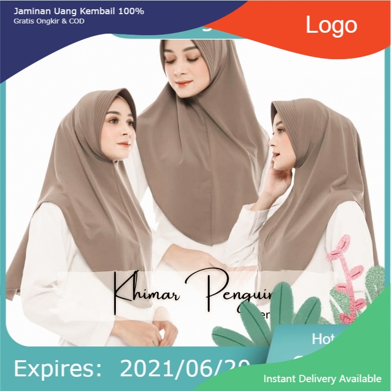 Hijab Instan Rabiah Bahan Jersey Motif Polos - Jilbab Polos Simpel Daily Use - Khimar Pinguin Syari