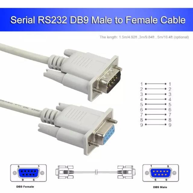 KABEL SERIAL RS232 DB9 MALE TO FEMALE 1,5 METER