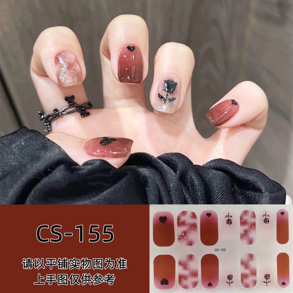 14pcs / Set Stiker Kuku Motif Kartun Warna Gradasi Anti Air / Racun Untuk Nail Art / Manicure DIY