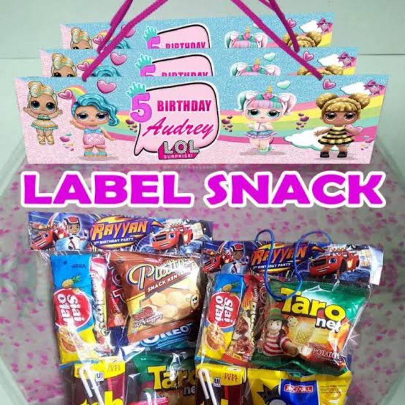 

hampers ultah Tas snack Ultah ulang tahun Lebaran Label Snack Lebaran Angpau