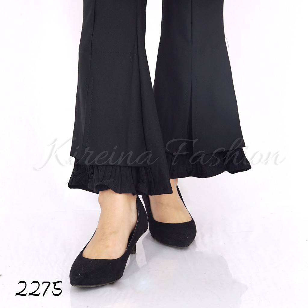 Celana Cutbray Scuba Wanita Scuba Pants Khusus Hitam | Kireina Fashion