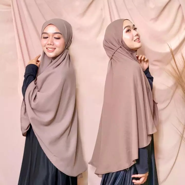 Khimar Bergo Jumbo Wolfis Non Ped / Khimar Jumbo Tali Non Ped / Hijab Instan Maryam Syari