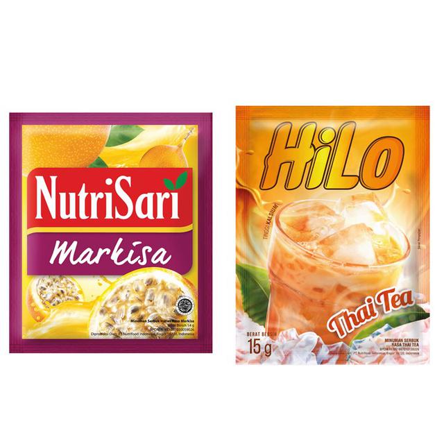 

Nutrisari Markisa 14 gr 10's & HiLo Thai Tea 15 gr 10's