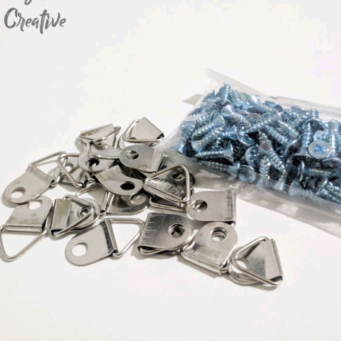 gantungan cantolan cantelan + sekrup pigura figura bingkai kecil (50 set)