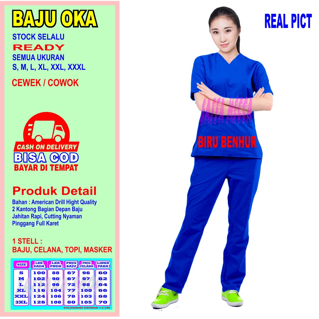 Scrub Perawat  Baju Oka COD  Scrub Baju Jaga  Baju OKA   Baju OK   Baju Perawat   Pria  Wanita Harga Murah Terbaru Lengan Pendek