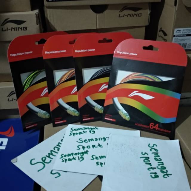 Accupower 64 rainbow/ap 64/rainbow/lining/pasang senar/badminton/raket/senar/ap64rainbow