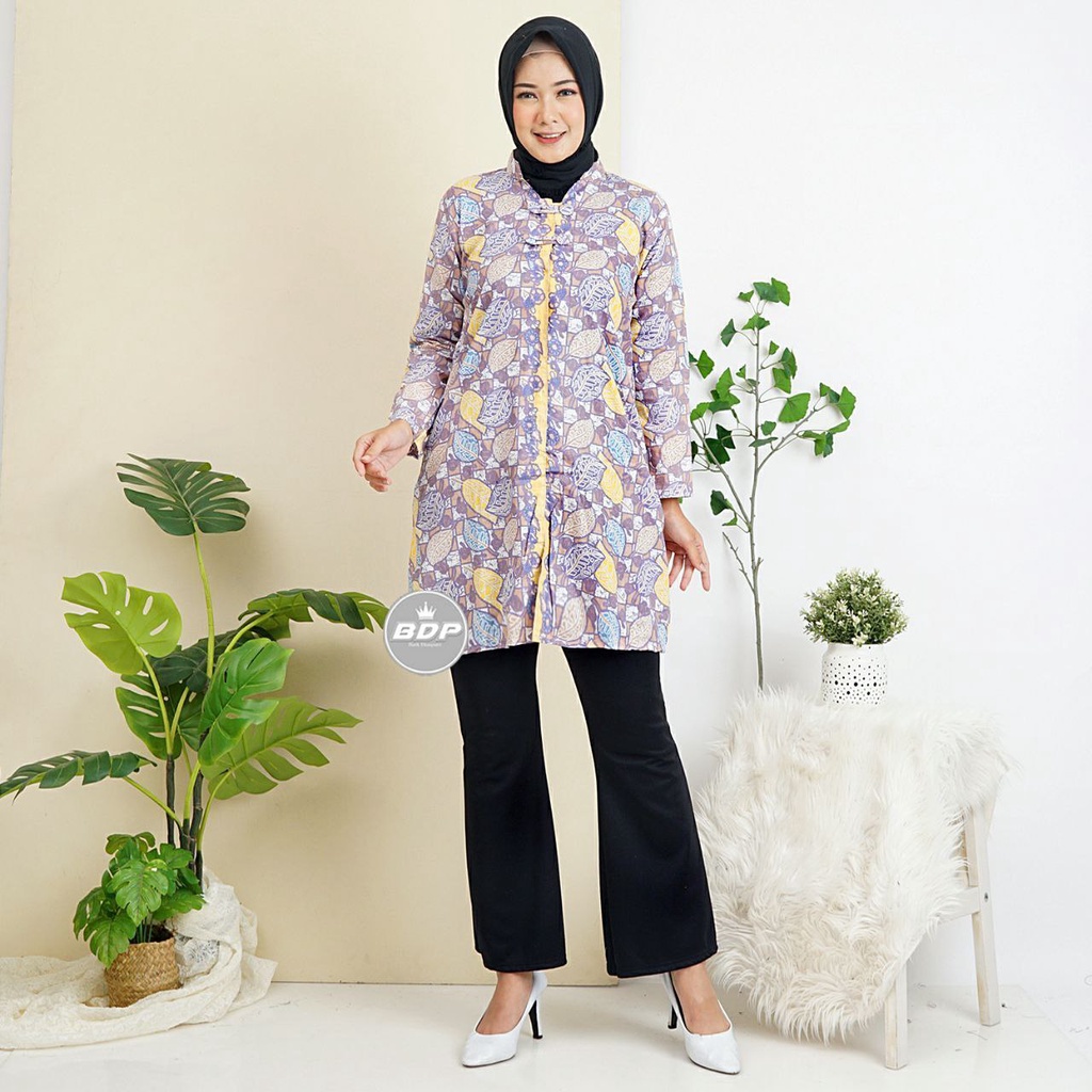 Baju Batik Wanita Modern M L XL XXL Atasan Batik Kerja Wanita Tunik Batik Kantor Batik Modern Seragam Batik-Motif-5