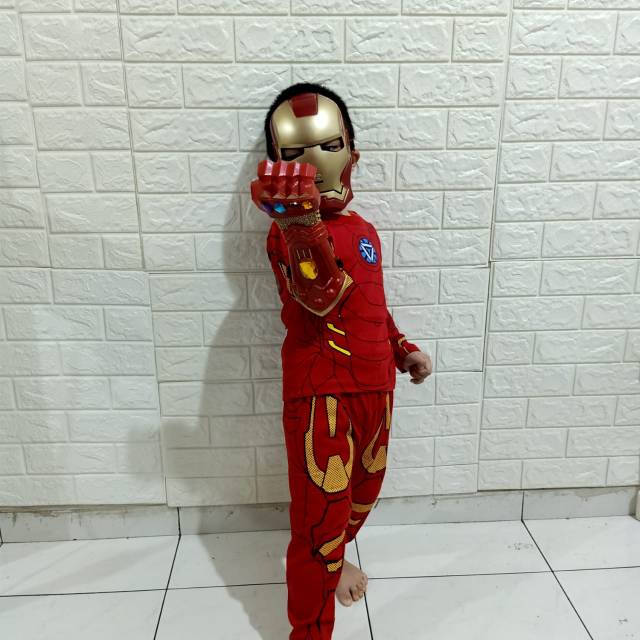 Kostum baju anak iron man tangan thanos infinithy war kostum iron man gratis topeng