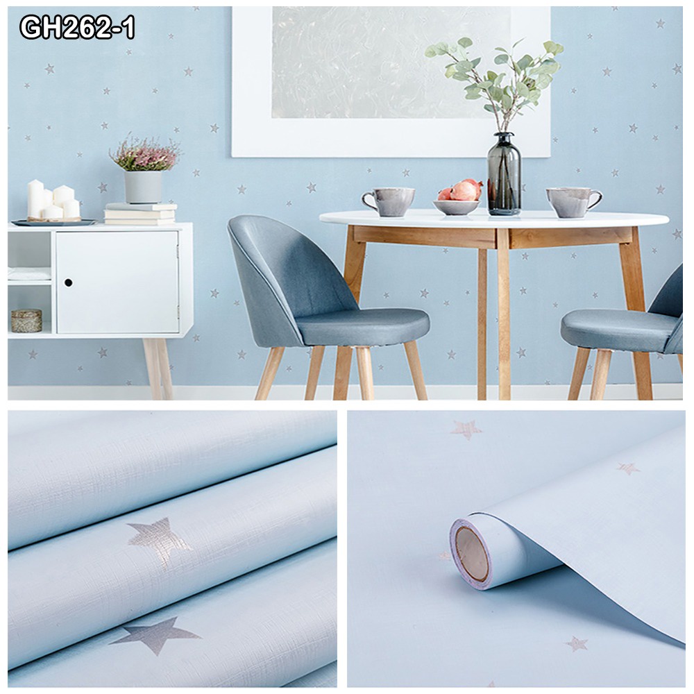 Wallpaper Dinding 10 meter murah stiker dinding Motif Bunga dan Polos wallpaper 3d Premium Quality Size 45cm X 10M WHFURNITURE-GH262-1