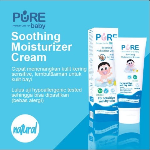 PURE Baby Sooting Moisturizer Cream Pelembab Kulit Kering Dan Sensitif Bayi 100 Gram