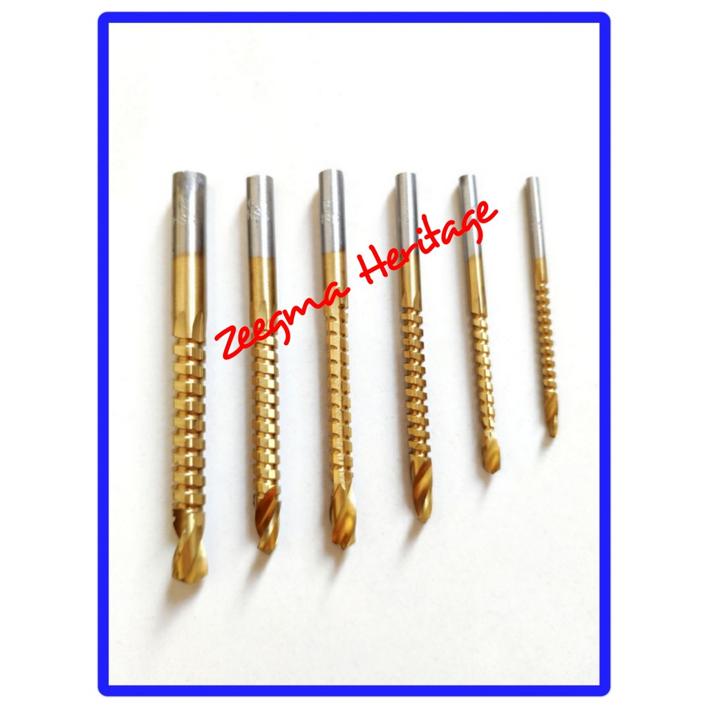 6 PCS MATA BOR GERGAJI POTONG HSS TITANIUM COATED SATU SET 6 PCS