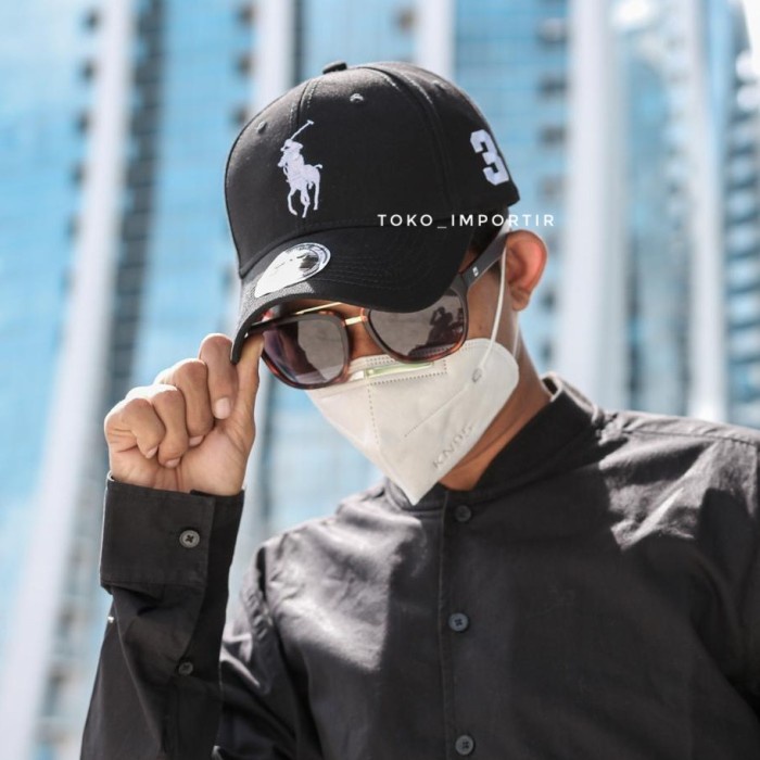 Topi Pria Topi Pria Polo Topi Polo Pria Wanita Hitam - hitam besar(V7T8) Topi Pria Import Topi Pria 