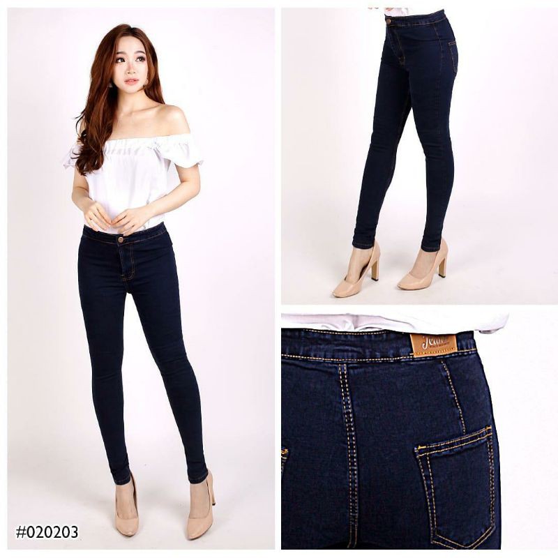 Celana Panjang Highwaist Jeans Wanita Denim Jeans Stretch Super Jeans