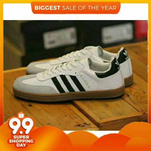 Sepatu Adidas Samba Putih Kombinasi Garis Hitam /Sepatu Adidas Samba Hitam Putih Pria/wanita/Cowok/