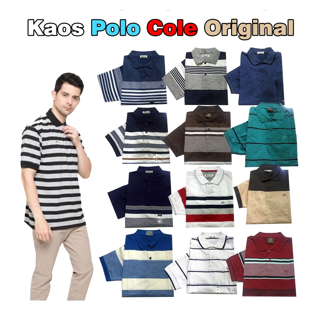Kaos Kerah Cole Polo Shirt Stripe Wangky Cole Lengan Pendek Kaos Polo Cole Stripe Polos Original