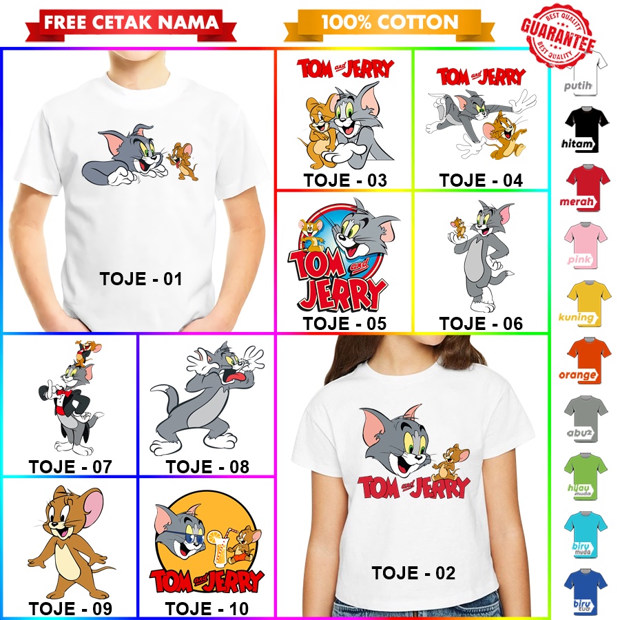 [FREE NAMA!!] Baju Kaos ANAK DAN DEWASA TOM AND JERRY BANYAK MOTIF