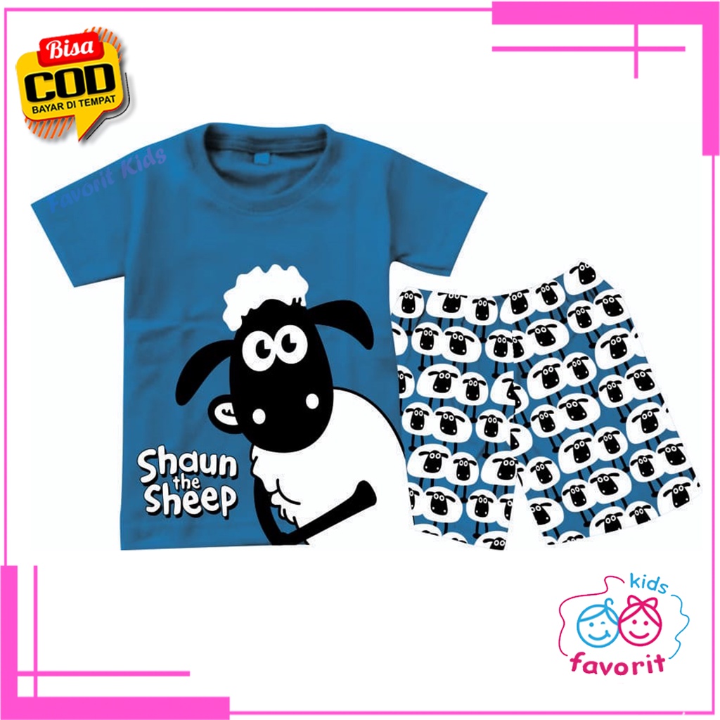 Favorit kids Setelan anak perempuan dan anak laki laki lengan pendek celana pendek gambar shaun the sheep