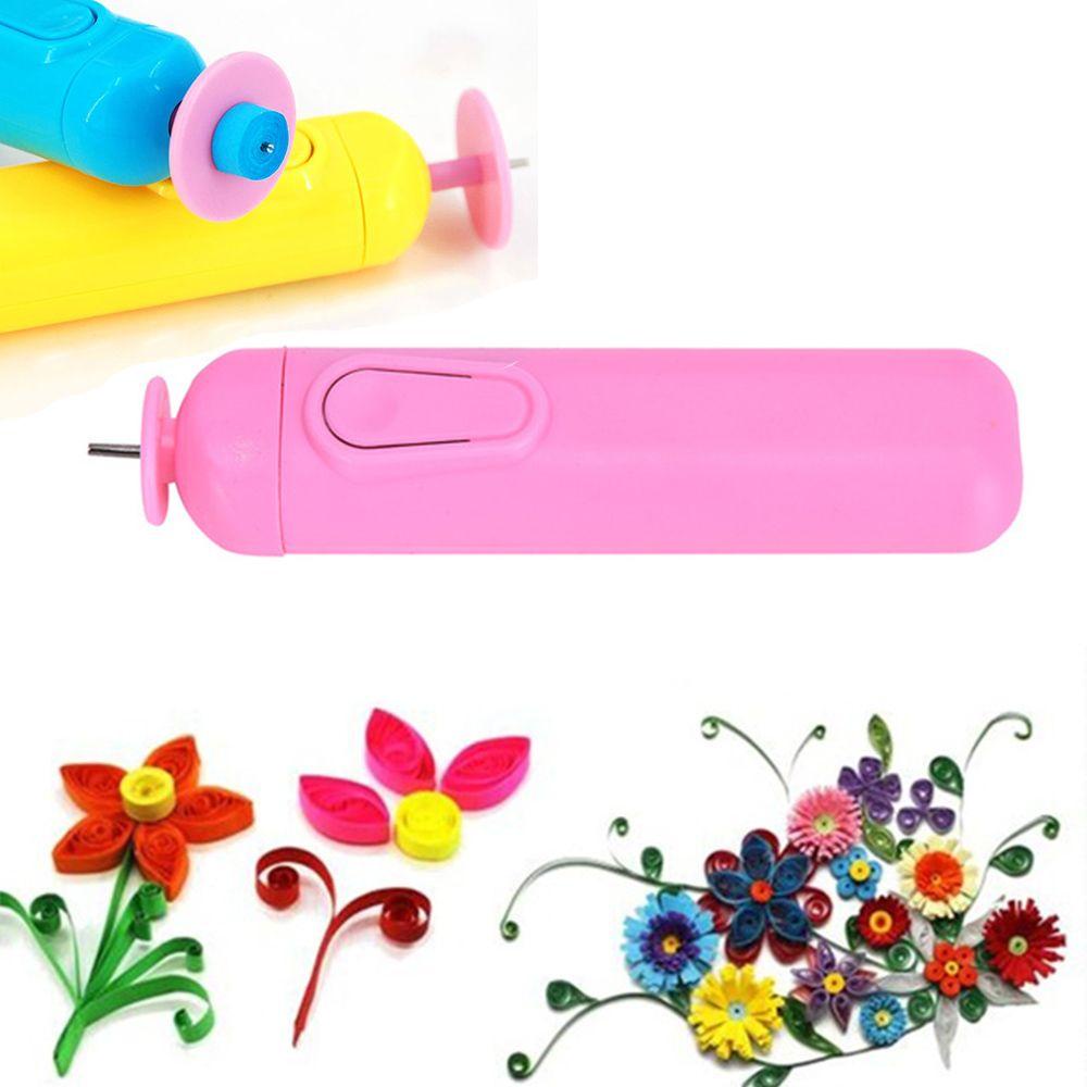 Solighter Warna Acak Pen Quilling Elektrik Mainan Anak DIY Craft Origami Plate Clear