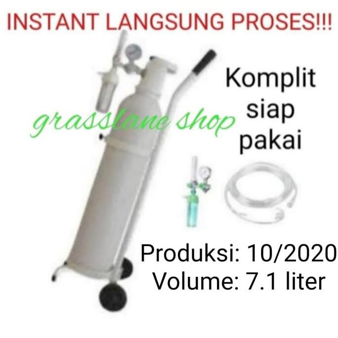 Tabung oksigen 1 m3 komplit (tabung, troly,regulator,selang oksigen)