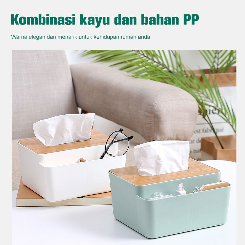 Kotak Tissue Tisu Tisue Box Nordic Aesthetic Modern Kayu dengan Storage Box Multifungsi Terbaru Scandinavian Style Minimalis