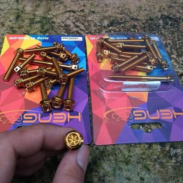 Baut Probolt Gold Flower Bak/Blok Mesin Rx King/Rxz Heng Thailand